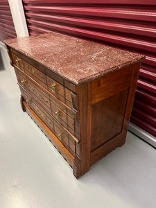 lot 64 image: Antique East Lake Marble Top Buffet  Dresser