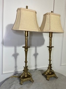 lot 68 image: Pair of Mid Century Brass Lamps