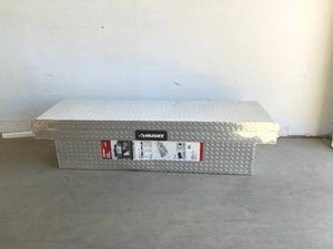 lot 38 image: Husky 71.36 in. Diamond Plate Aluminum Full Size Crossbed Truck Tool Box