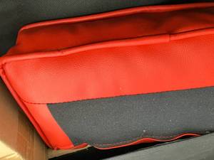 lot 40 image: Red Click Clack Sofa with Cup Holders