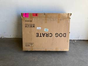 lot 83 image: LUCKUP Black Metal 38 in. Heavy Duty Dog Kennel with wheels