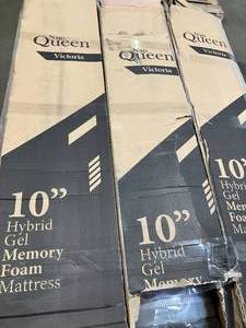 lot 94 image: LOT of NINE NapQueen 10 Inch Victoria Hybrid Cooling Gel Infused Memory Foam and Pocket Spring Full Size Mattresses