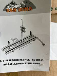 lot 113 image: SAN HIMA Folding Hitch Mounted eBike Rack 2-E Bike Tray Style Platform withTire Ramp