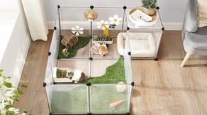 lot 102 image: SONGMICS Indoor Small Animal Plastic Pet Playpen with Floor