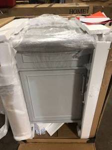 Aberdeen 24 in. W x 20 in. D Bath Vanity in Dove Grey with White Carrara Marble Top with White Sink by Home Decorators Collection  Customer Returns See Pictures