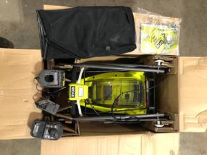 ONE 18V 13 in. Cordless Battery Walk Behind Push Lawn Mower with 4.0 Ah Battery and Charger by RYOBI  Customer Returns See Pictures