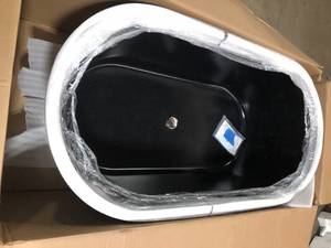 60 in. Fiberglass Double Ended Flatbottom Non-Whirlpool Bathtub in Matte Black by AKDY  Customer Returns See Pictures