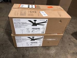 2 Lots of Merwry 48 in. Integrated LED Indoor Matte Black Ceiling Fan with Light Kit and Remote Control by Home Decorators Collection Customer Returns See Pictures
