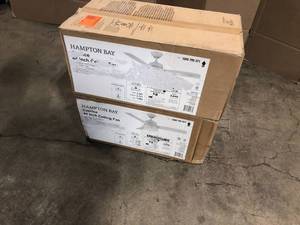 2 Lots of Caprice 44 in. Integrated LED Indoor Matte White Ceiling Fan with Light Kit by Hampton Bay Customer Returns See Pictures