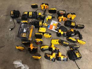 Lot of Dewalt  Batteries and Chargers  Customer Returns See Pictures