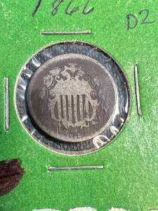 2 US SHIELD NICKELS 1866 1868
