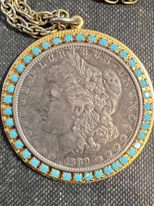 1889 US MORGAN SILVER DOLLAR NECKLACE UNCHECKED FOR MINT MARK