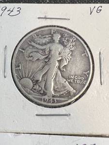 6 US SILVER HALF DOLLARS 1943 1949 1952-S 1954 (BU)1955 1959 (BU)