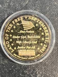 1 TROY OZ .999 FINE SILVER 9-11 LETS ROLL GOLD PLATED IN AIRTITE