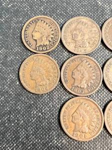 GROUP OF 10 INDIAN HEAD CENTS 1891-1906