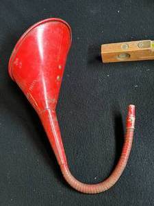 lot 80 image: Vintage Tools Oil Funnel, Level, Flashlight