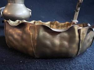 lot 84 image: Arts & Crafts - Hand Repouse Dish - Signed & Brass Cross & Vase