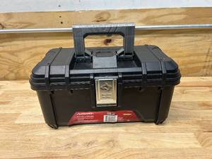 lot 97 image: HUSKY 16 in. Black Plastic Portable Tool Box with Metal Latches