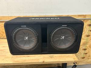 lot 134 image: KICKER 43DCWR122 CompR12 Dual 12-inch (30cm) Subwoofers in Vented Enclosure, 2-Ohm, 1000W