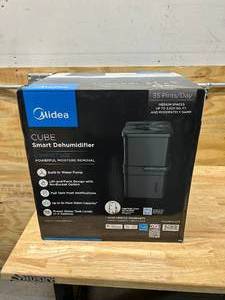 lot 25B image: MIDEA Cube Dehumidifier with Pump and Drain Hose - 35 Pint Smart Dehumidifier for Basement and Spaces up to 3,500 Sq. Ft. with Timer, Humidity Control, Energy Star Rated, Washable Filters, Grey