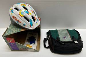 lot 22 image: Vintage Nintendo Wii Zelda Messenger Bag And Giro Infant Bike Helmet NIB
