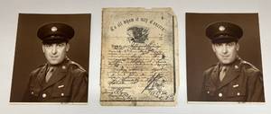 lot 28 image: Vintage Photocopy Of Military Discharge Paper Dated 1863 And Military Photos