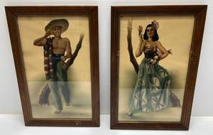 lot 46 image: Two Vintage Telo Prints Framed Behind Glass 12 x 18