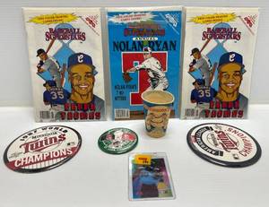 lot 72 image: Group Of Misc. Vintage Sports Items Including Old Minnesota Twins Logo Cup And More
