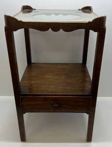 lot 80 image: Antique English Georgian Washstand C. 1780 Period With Glass Protective Top