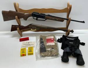 lot 82 image: Group Of Misc. Vintage Outdoor Sporting Items Including BB Gun (-working), Toy Gun (Working), Vivitar Binoculars And More