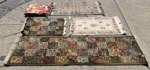 lot 100 image: Group Of Four Area Rugs And Oriental Themed Blanket