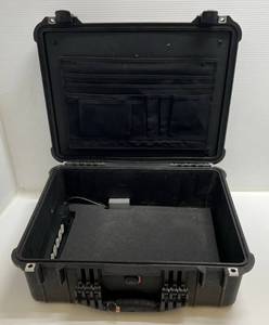 lot 148 image: Group Including Skill Brand 12V Cordless Drill With Extra Battery And Charger (Works) Pelican Hard Case With Power Strip (Missing Cord) Available Online And Vintage Black And Decker Utility Metal Box