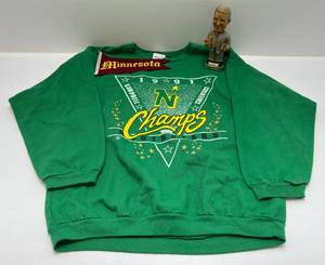 lot 188 image: Group Of Misc. Sports Items Including 1991 North Stars Campbell Conference Champs Sweater And More