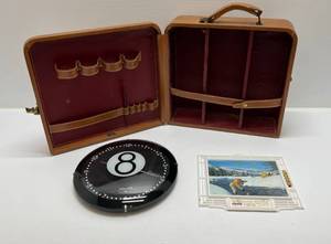 lot 196 image: Group Of Vintage Items Including Coca-Cola Thermometer, Sterling And Noble Eightball Clock And Vintage Leather Bar Box