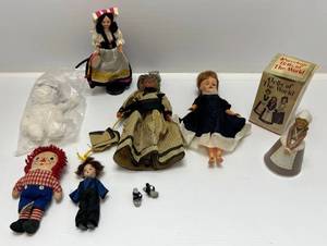 lot 212 image: Group Of Vintage Dolls And More Including Pillsbury Doughboy Plush Toy
