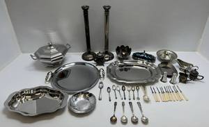 lot 214 image: Large Group Of Vintage Silver Plated Items Including Vintage Campbells Soup Kids Spoons, Oh Oh Spaghettios  SpoonsAnd More