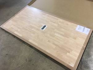 6 ft. L x 39 in. D Unfinished Hevea Butcher Block Island Countertop in With Standard Edge by Hampton Bay   Customer Returns See Pictures