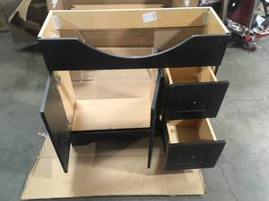 Glacier Bay  Highmont 41 in. W x 17-58 in. D Vanity cabinet Only in Coffee Bean  Customer Returns See Pictures