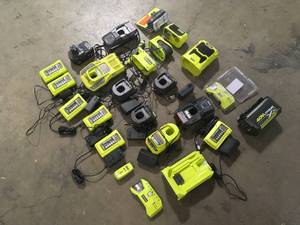 Lot of  Ryobi Batteries and Chargers Customer Returns See Pictures