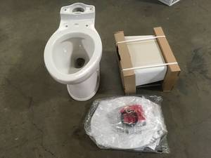 Champion Tall Height 2-Piece High-Efficiency 1.28 GPF Single Flush Elongated Toilet in White Seat Included by American Standard Customer Returns See Pictures