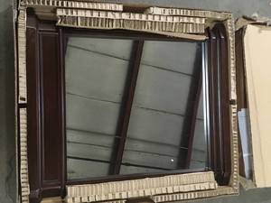 Home Decorators Collection  26 in. W x 30 in. H Framed Rectangular Beveled Edge Bathroom Vanity Mirror in Cherry Customer Returns See Pictures
