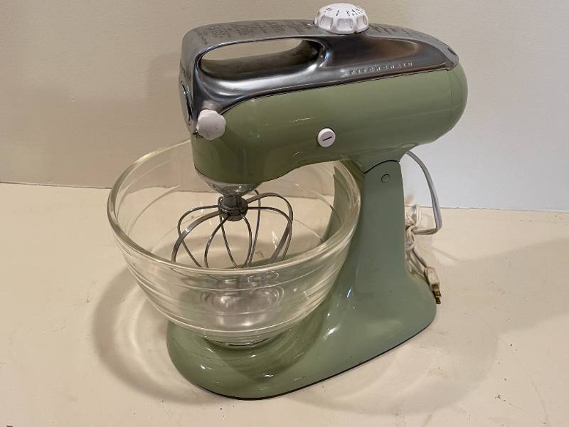 Vintage Avocado Green Kitchenaid Standing Mixer With Bowl and
