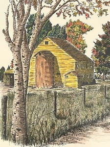 lot 58 image: New England Farm Road Framed Print by Gordon P. Lunsford