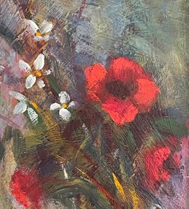 lot 69 image: Petite Original Oil on Board Floral Framed Painting