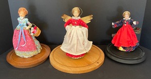 lot 70 image: Three Koestel Wax Doll Ornaments with Glass Display Domes