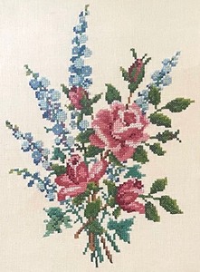 lot 89 image: Fine Floral Needlepoint Art with Distressed Frame
