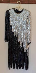 lot 43 image: Amazing Vintage Saks Fifth Avenue Belted Sequined Dress