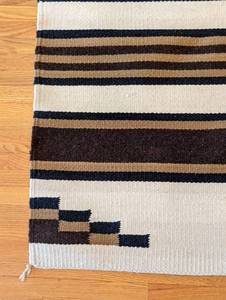 lot 104 image: Cream and Brown Woven Textile  Wall Hanging
