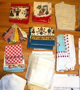 lot 115 image: Vintage Tablecloths, Doilys, Dishtowels, Table Decor and More