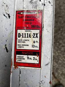 lot 151 image: Werner Aluminum 16 Foot Extension Ladder Model D-116-2X
